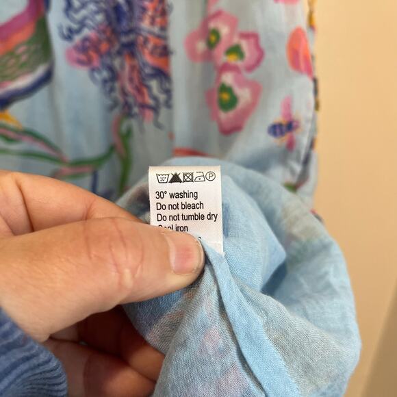 Banjanan Chandra 100% Cotton Ruffle Tiered Sleeveless Printed Dress XS - Picture 8 of 9